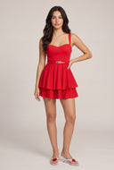 Corset Bodice Belted Mini Dress