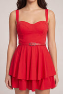 Corset Bodice Belted Mini Dress