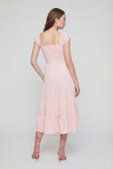 Gauze Knit Tie Front Tiered Dress