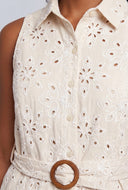 Sleeveless Eyelet Shirt Dress