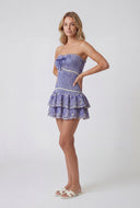 Strapless Eyelet Ruffle Mini Dress