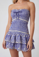 Strapless Eyelet Ruffle Mini Dress