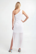 Floral Mesh One Shoulder Asymmetrical Dress