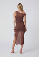 Floral Mesh One Shoulder Asymmetrical Dress