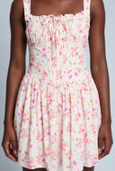 Floral Corset Bodice Peasant Dress