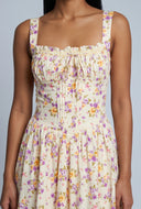 Floral Corset Bodice Peasant Dress