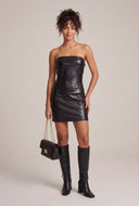 Vegan Leather Tube Mini Dress