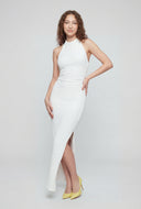 Textured Keyhole Halter Maxi Dress