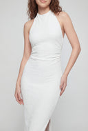 Textured Keyhole Halter Maxi Dress