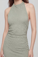 Textured Keyhole Halter Maxi Dress