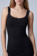 Deborah Ribbed Lace Trim Tank Dress