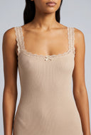 Deborah Ribbed Lace Trim Tank Dress