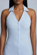 Arisbeth Ribbed Collared Halter Dress