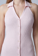 Arisbeth Ribbed Collared Halter Dress