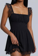 Vienna Lace Trim Skater Dress