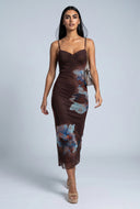 Floral Mesh Open Back Dress