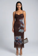 Floral Mesh Open Back Dress
