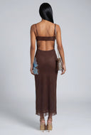 Floral Mesh Open Back Dress