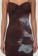 Floral Mesh Open Back Dress