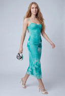 Floral Mesh Open Back Dress