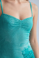 Floral Mesh Open Back Dress