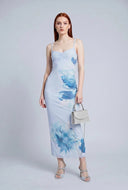 Floral Mesh Open Back Dress
