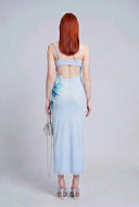 Floral Mesh Open Back Dress