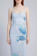 Floral Mesh Open Back Dress