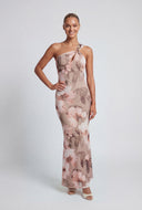 Peony One Shoulder Cutout Maxi Dress