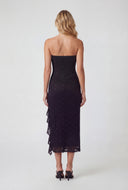 Flora Ruffle Trim Side Slit Lace Strapless Dress