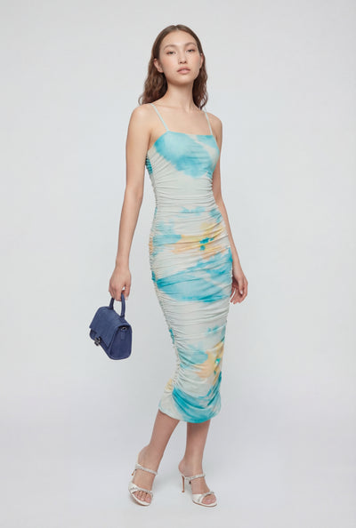 Flora Ruched Mesh Cami Dress