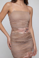 Flora Ruched Mesh Cami Dress
