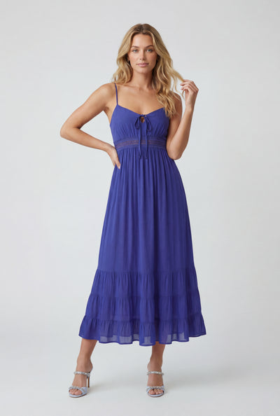 Crochet Insert Tiered Hem Sundress