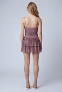 Lace Up Ruffle Tiered Mini Dress