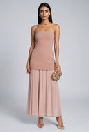 Ruffled Hem Strapless Maxi Dress