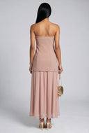Ruffled Hem Strapless Maxi Dress
