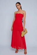 Ruffled Hem Strapless Maxi Dress