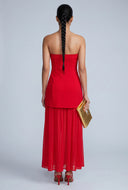 Ruffled Hem Strapless Maxi Dress