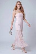 Ruffled Hem Strapless Maxi Dress