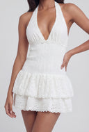Kendall Eyelet Tiered Halter Dress