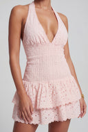 Kendall Eyelet Tiered Halter Dress