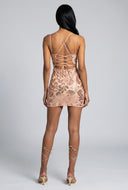 Sequin Lace-Up Back Dress
