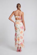 Floral Ruffle Split Hem Maxi Dress