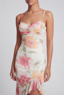Floral Ruffle Split Hem Maxi Dress