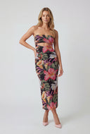 Cutout Patterned Maxi Tube Dress