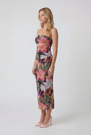 Cutout Patterned Maxi Tube Dress