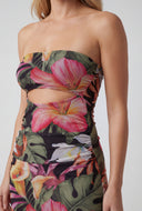 Cutout Patterned Maxi Tube Dress