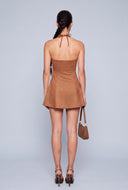 Amoura Faux Suede Halter Mini Dress