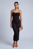 Lace Cowl Neck Maxi Dress