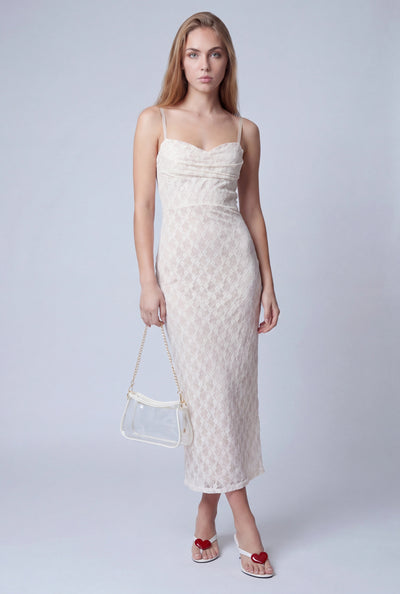 Lace Cowl Neck Maxi Dress